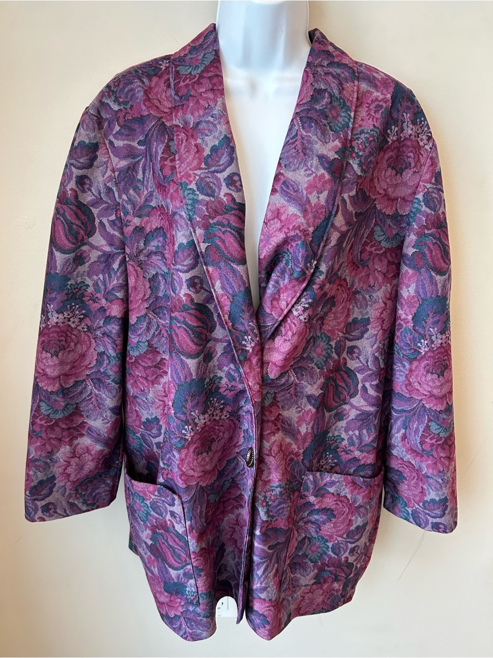 Vintage Functionals Collection Floral Tapestry Blazer Purple Pink Boho Chic XL - Picture 1 of 12